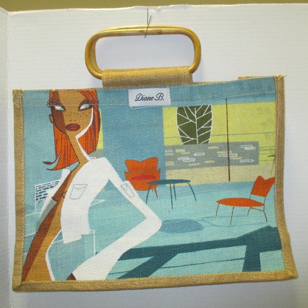 Bag - Vintage New DIANE B Burlap Tote Bag